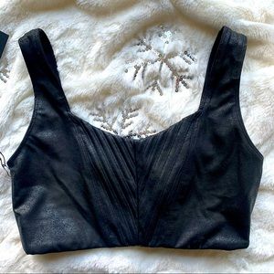 Carbon38 Leather like sportswear bra.